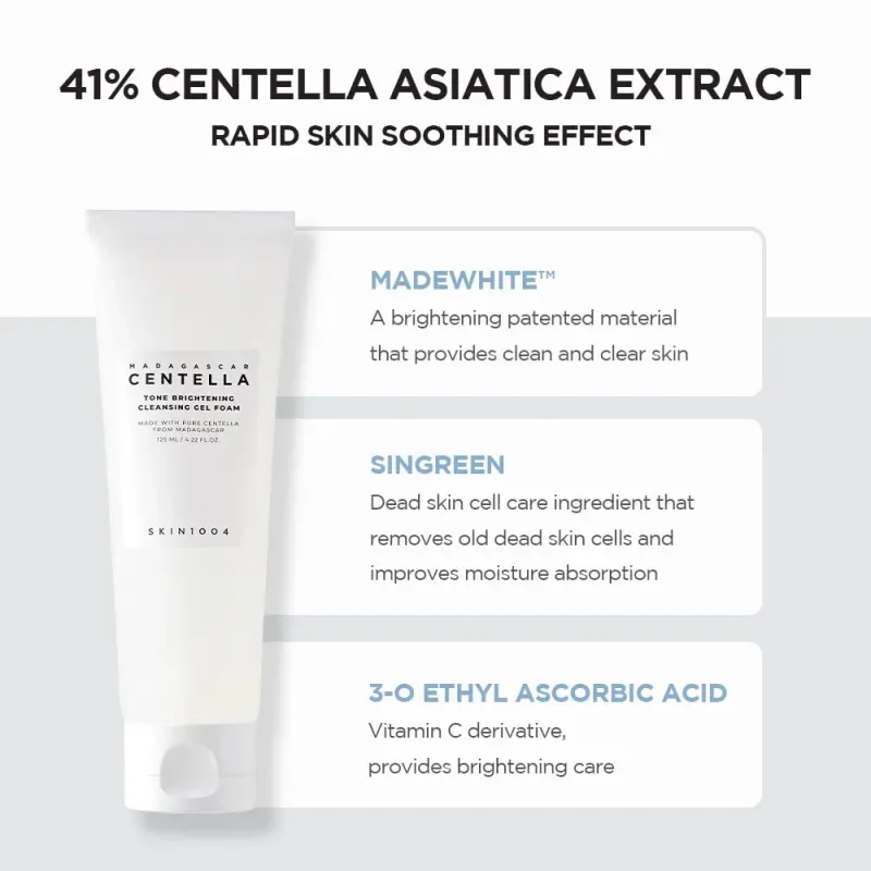 SKIN1004 Madagascar Centella Tone Brightening Cleansing Gel Foam – Καθαριστικό Τζελ Προσώπου για Λάμψη & Ομοιόμορφο Τόνο (125ml)