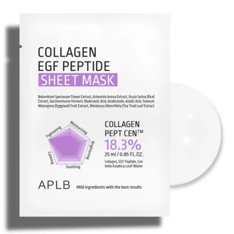 APLB Collagen Egf Peptide Sheet Mask Μάσκα Σύσφιξης & Ενυδάτωσης Προσώπου 25ml