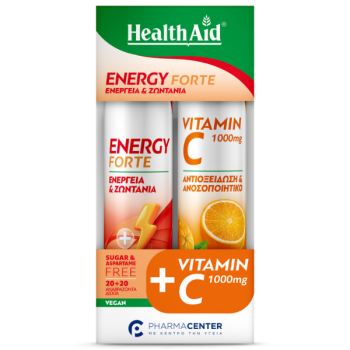 Health Aid Promo Pack Energy Forte για Ενέργεια και Ζωντάνια 20eff.tabs και Vitamin C 1000mg, 20eff.tabs