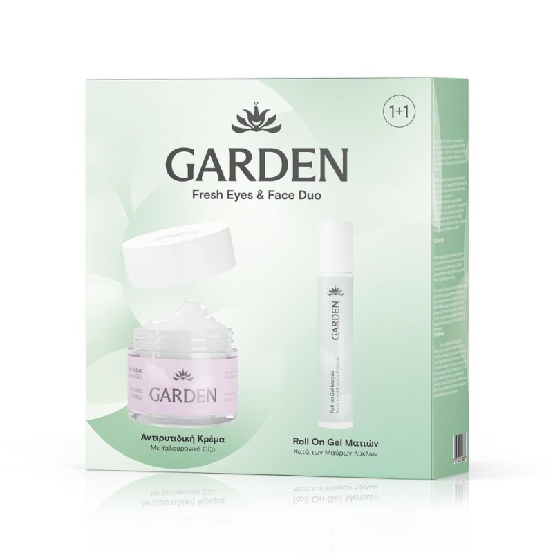 Garden Fresh Eyes Face Duo Αντιρυτιδική Κρέμα με Υαλουρονικό Οξύ 50ml + Roll On Gel Ματιών με Εκχύλισμα Αγγουριού 20ml