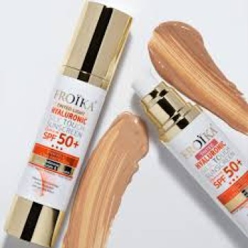 Froika Hyaluronic Silk Touch Suncare Tinted Cream SPF50+ Αδιάβροχη Αντηλιακή Κρέμα Προσώπου με Χρώμα και αντιγηραντική Δράση, 50ml