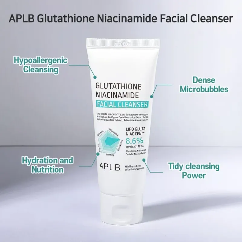 APLB Glutathione Niacinamide Facial Cleanser Καθαριστικό με Αντιοξειδωτική & Καταπραϋντική Δράση Καθαριστικό Προσώπου, 80 ml