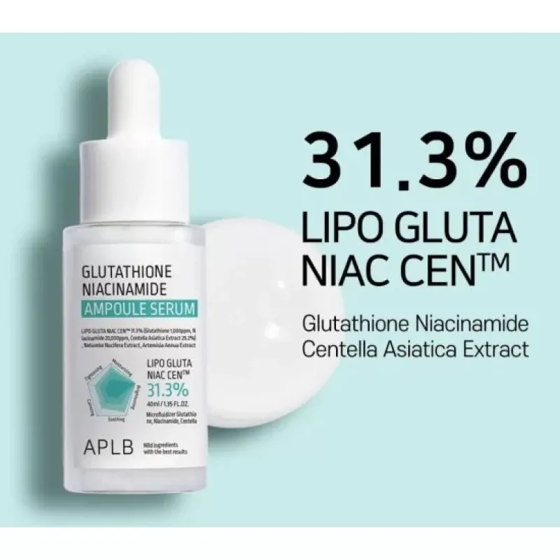 APLB Glutathione Niacinamide Ampoule Serum Ορός Λάμψης & Ομοιόμορφου Τόνου Ορός προσώπου, 40 ml