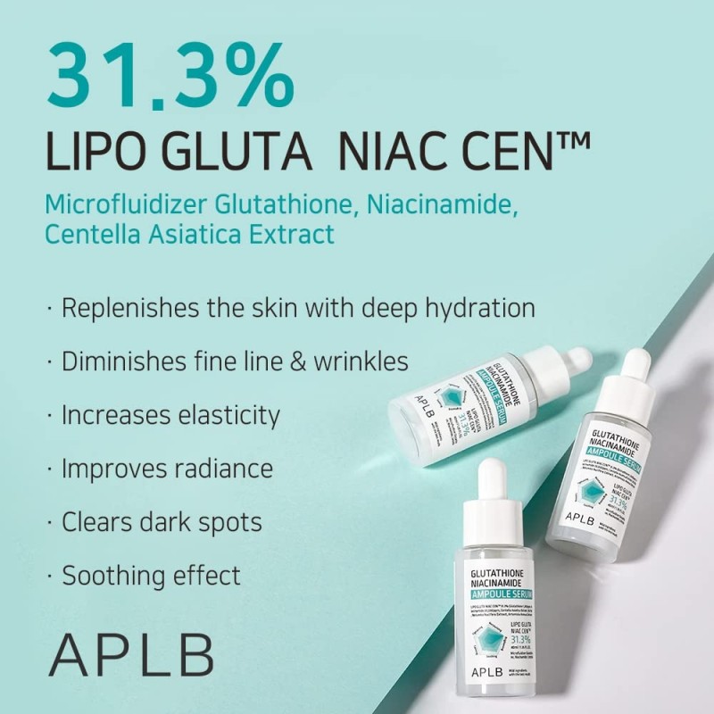 APLB Glutathione Niacinamide Ampoule Serum Ορός Λάμψης & Ομοιόμορφου Τόνου Ορός προσώπου, 40 ml