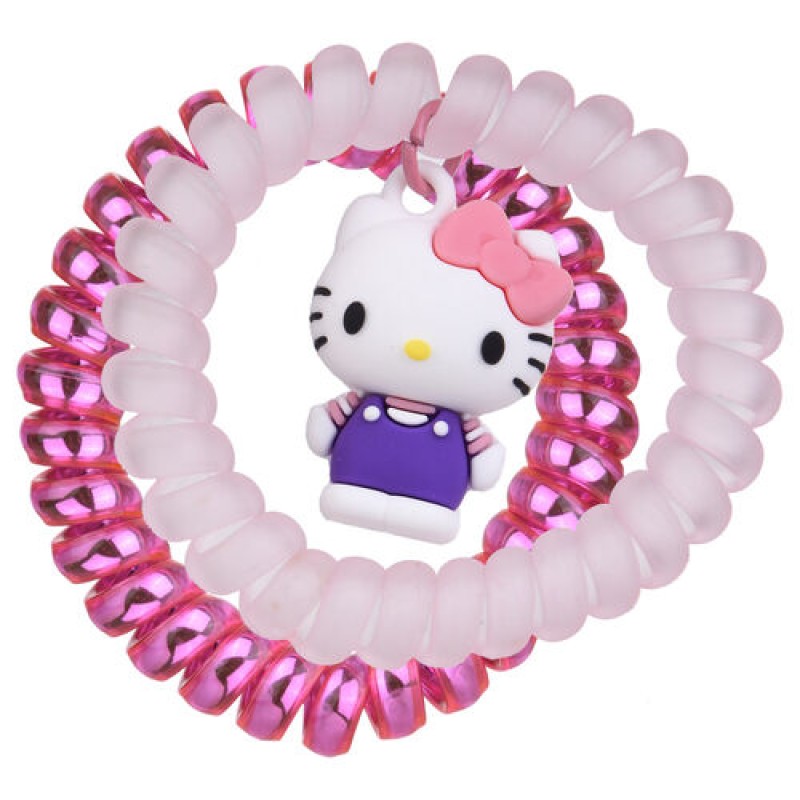 Hello Kitty Spiral Λαστιχάκι Μαλλιών Ροζ 2 τεμάχια