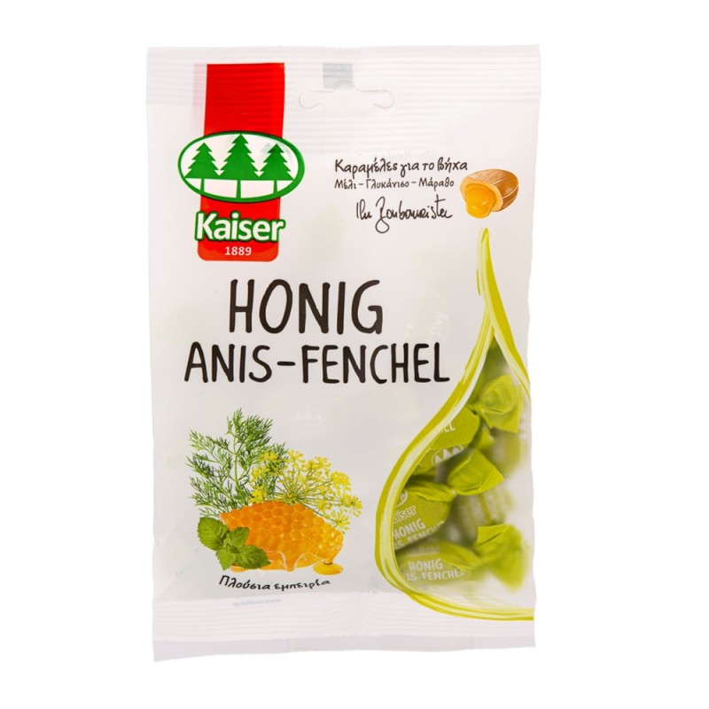 Kaiser Honig Anis-Fenchel – Καραμέλες για τον Βήχα & τον Λαιμό με Μέλι, Γλυκάνισο, Μάραθο & Βιταμίνη C