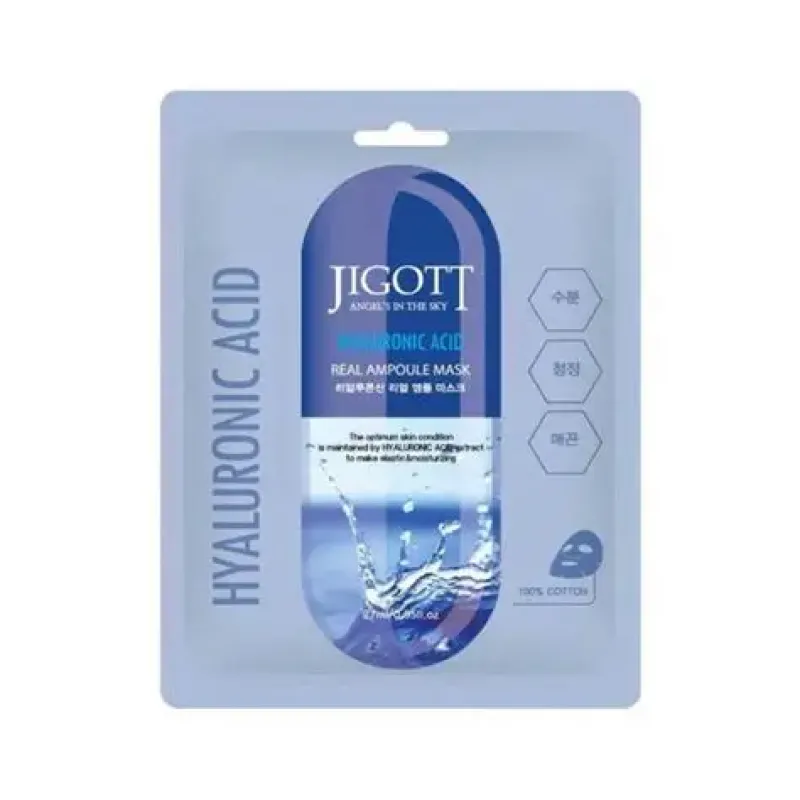 Jigott Hyaluronic Acid Real Ampoule Mask Ενυδατική Μάσκα με Υαλουρονικό Οξύ για Ελαστικότητα & Φρεσκάδα 27ml