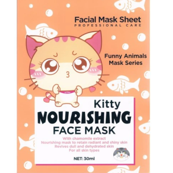 Funny Animal Masks Nourishing Face Mask Kitty – Υφασμάτινη Μάσκα Προσώπου για Βαθιά Θρέψη & Λάμψη (Σχέδιο Γατάκι / 1 Τεμάχιο)