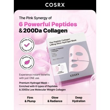 COSRX The Peptide Collagen Lifting Glow Hydrogel Mask Μάσκα Προσώπου για Σύσφιξη, Ανόρθωση & Λάμψη Μάσκα Προσώπου, 34 g