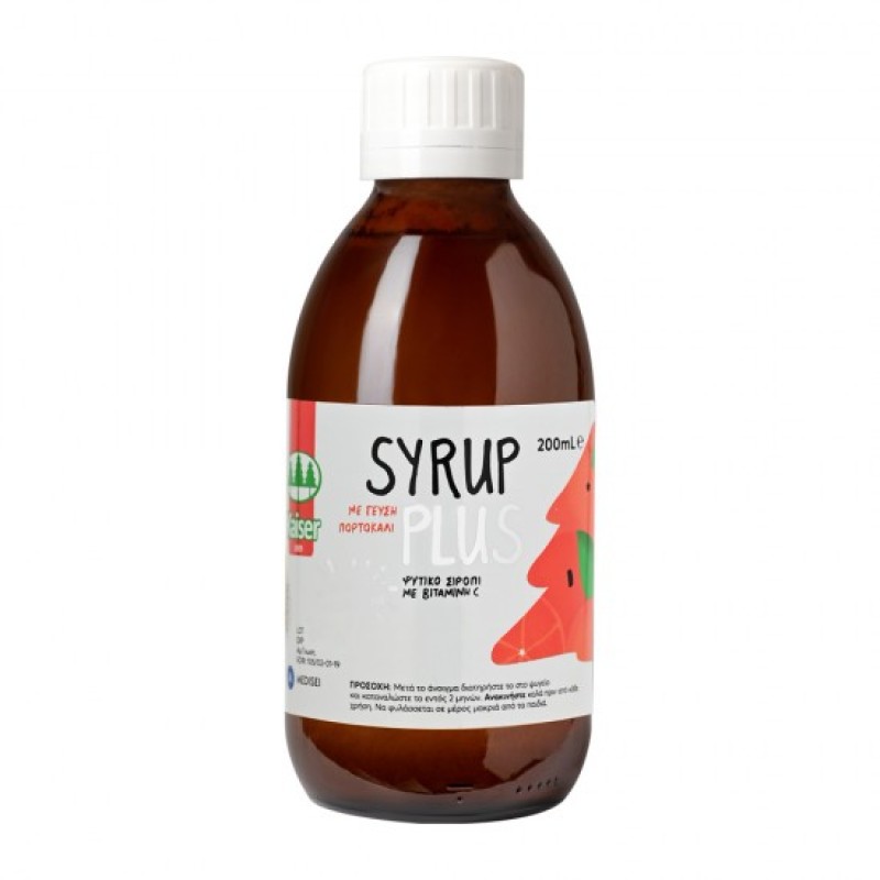 Kaiser Syrup Plus Orange Φυτικό σιρόπι για τον λαιμό, με γεύση πορτοκάλι  Χωρίς πρόσθετη ζάχαρη και συντηρητικά, κατάλληλο για ενήλικες και παιδιά άνω των 12 ετών, 200ml