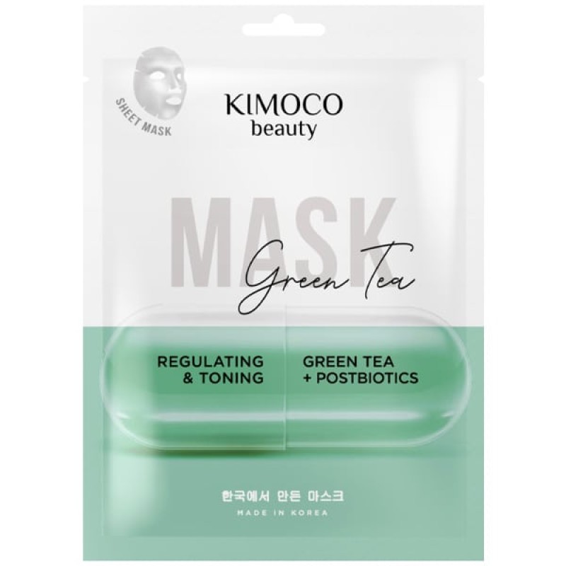 Kimoco Beauty Green Tea Sheet Mask Μάσκα Προσώπου με Εκχύλισμα Πράσινου Τσαγιού