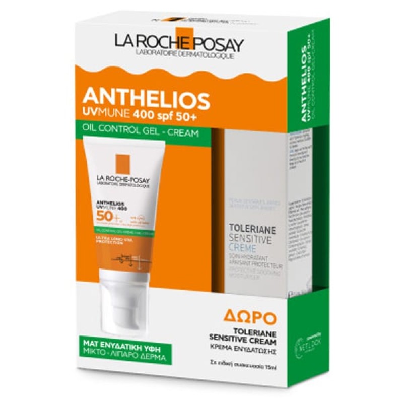 La Roche Posay Promo Anthelios UVMune 400 Oil Control Gel Cream Αντηλιακή Κρέμα Προσώπου για Λιπαρό Δέρμα SPF50+, 50ml & Δώρο Toleriane Sensitive Cream, 15ml