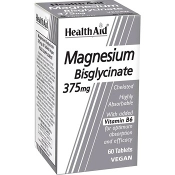 Health Aid Magnesium Bisglycinate 375mg και Vitamin B6, 60 tabs