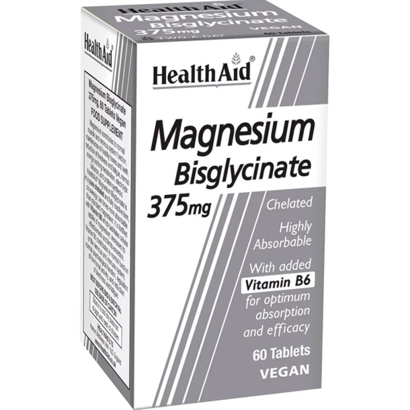 Health Aid Magnesium Bisglycinate 375mg και Vitamin B6, 60 tabs