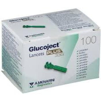 Menarini Glucoject Lancets Plus 33G βελόνες μέτρησης σακχάρου, 100τμχ