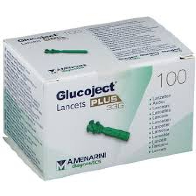 Menarini Glucoject Lancets Plus 33G βελόνες μέτρησης σακχάρου, 100τμχ