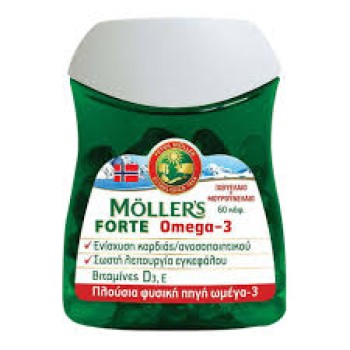 Moller's Forte Μουρουνέλαιο Μίγμα Ιχθυελαίου και Μουρουνέλαιου Πλούσιο σε Ω3 Λιπαρά Οξέα, 60 κάψουλες