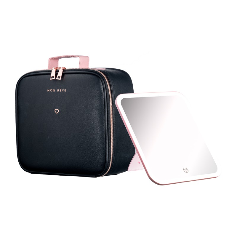 Mon Reve Beauty Case with Mirror, Φορητό Νεσεσέρ Καλλυντικών με Καθρέφτη και 3 Ρυθμιζόμενα Φώτα LED