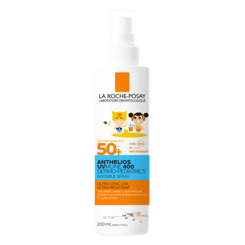 La Roche-Posay Anthelios Uvmune 400 Dermo-Pediatrics Invisible Spray SPF50+, Παιδικό Αντηλιακό spray για Ευαίσθητο και με Τάση Ατοπίας Δέρμα, 200ml