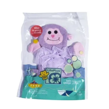Lifoplus For Kids Monkey Bath Sponge – Παιδικό & Βρεφικό Βαμβακερό Σφουγγάρι Μπάνιου «Μαϊμουδάκι» Υψηλής Ποιότητας (1 τεμάχιο)