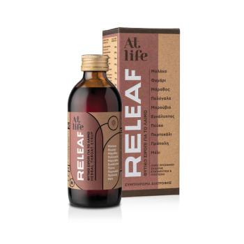 AtLife Releaf Herbal Throat Φυτικό Σιρόπι με Μολόχα, Θυμάρι & Μάραθο για τον Παραγωγικό Βήχα, 150ml