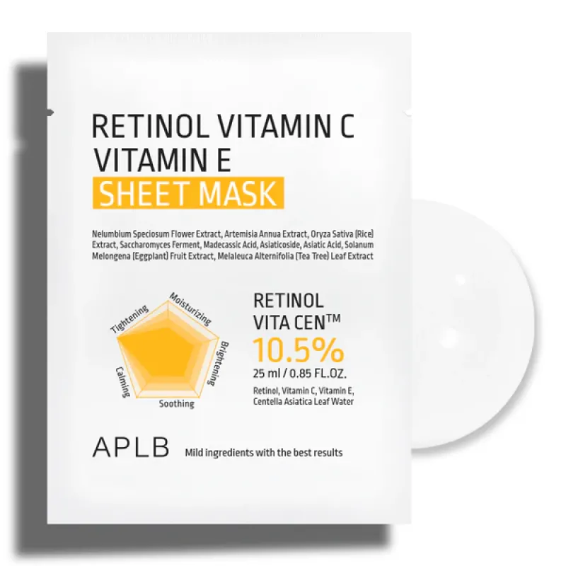 APLB Retinol Vitamin C Vitamin E Μάσκα Προσώπου για Αναζωογόνηση & Αντιγήρανση 25ml