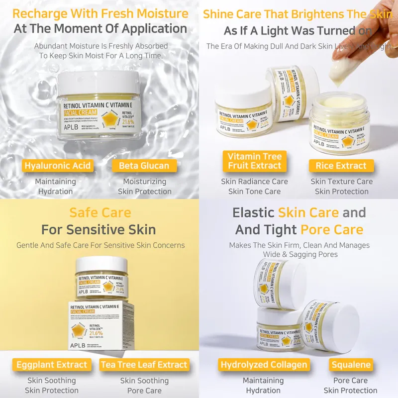 APLB Retinol Vitamin C Vitamin E Facial Cream Κρέμα Αναζωογόνησης & Αντιγήρανσης, 55 g