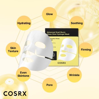COSRX Advanced Snail Mucin Glass Glow Hydrogel Mask Μάσκα κολλαγόνου για σφιγηλό δέρμα 34gr