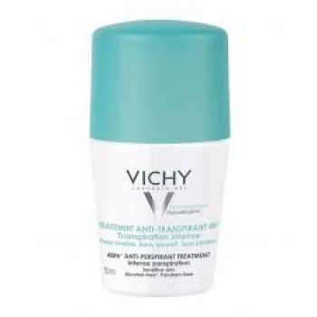 Vichy Deodorant 48h Intensive Anti-tranpirante Roll-On για έντονη εφίδρωση και ευαίσθητη επιδερμίδα, 50ml