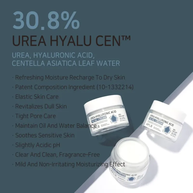 APLB Urea Hyaluronic Acid Facial Cream Κρέμα Προσώπου με Ουρία & Υαλουρονικό Οξύ, Ενυδατική Κρέμα, 55 ml