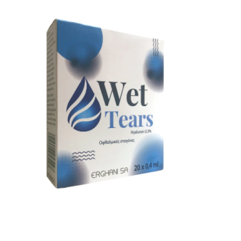 Ergani Wet Tears – Λιπαντικές Οφθαλμικές Σταγόνες με Υαλουρονικό 0,3% Χωρίς Συντηρητικά για Έντονη Ξηροφθαλμία (10ml)