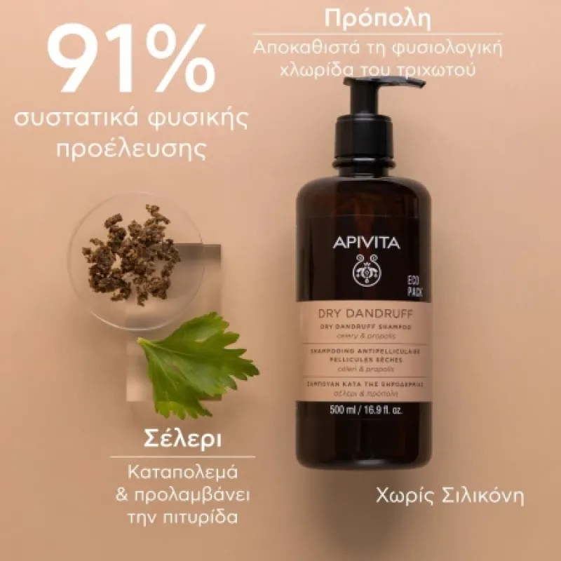 Apivita Dry Dandruff Shampoo Σαμπουάν για Ξηροδερμία 500ml