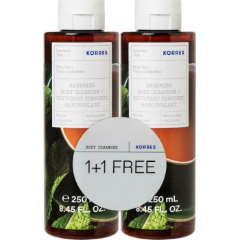 Korres Shower Renewing Body Cleanser Mint Tea 2x250ml 1+1 Δώρο