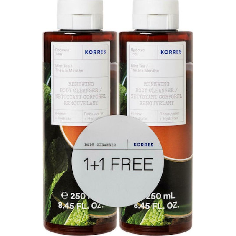 Korres Shower Renewing Body Cleanser Mint Tea 2x250ml 1+1 Δώρο