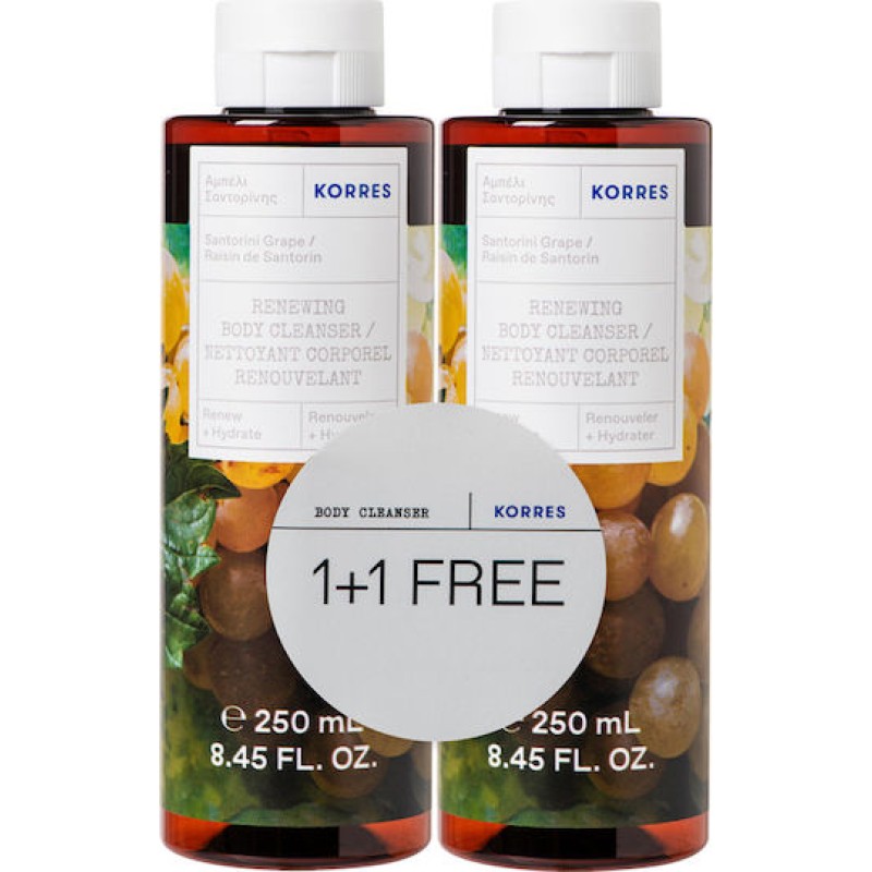 Korres Shower Promo Pack Αφρόλουτρο Αμπέλι Σαντορίνης 1+1 δώρο 250ml x2