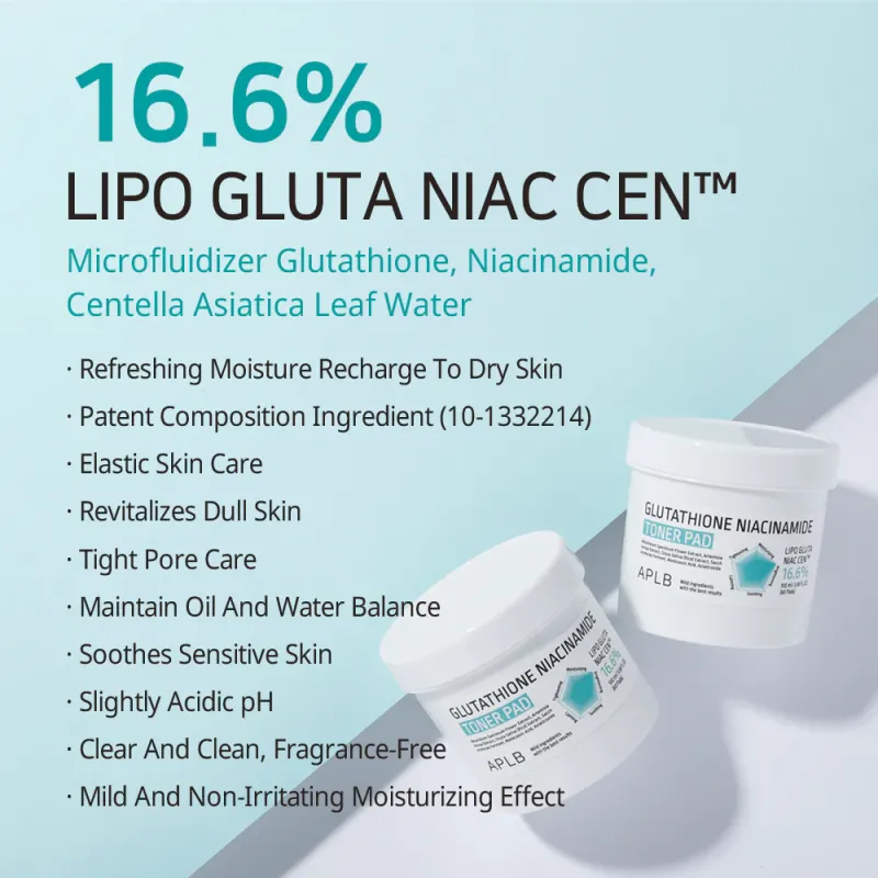 APLB Glutathione Niacinamide Toner Pad,  Ενυδατικά pads με Γλουταθειόνη & Νιασιναμίδη,  60 Εμποτισμένα δισκία 